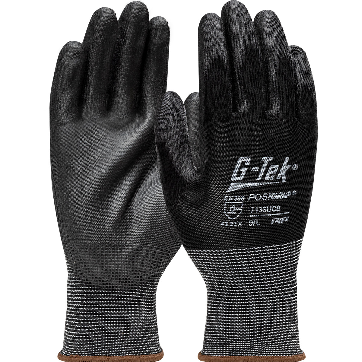 G-Tek® PosiGrip® 713SUCB  SeamlessGlove Coated, Size XS, Black