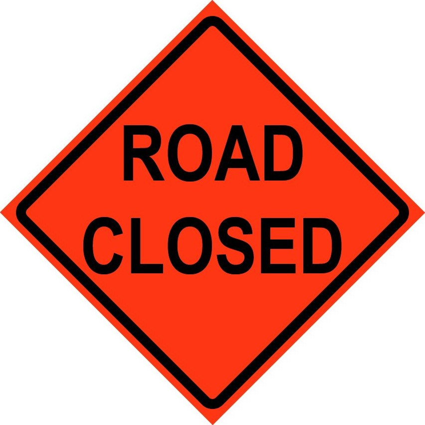 Cortina 48" x 48" SuperBright Reflective Roll-Up Sign with Lexan Pockets and Ribsets - Road Closed