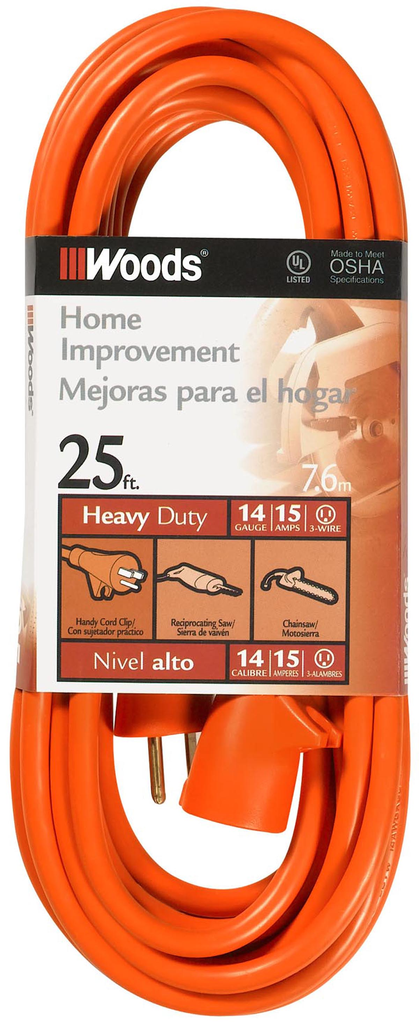 Woods CORD SET, 14/3 25' SJTW ORANGE