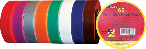 Electro-Tape 1" (25 mm) x 60 yd Solid Color PVC Marking Tape - Black 48/CS