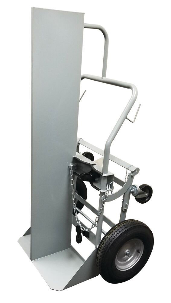 Double Cylinder Hand Truck With Firewall, 16" Pneumatic Wheels, Rear Casters - 35044