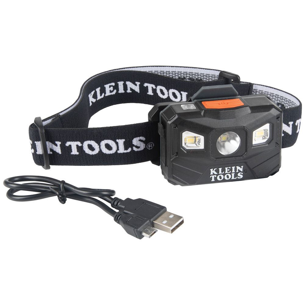 Klein Rechargeable Headlamp with Strap, 400 Lumen All-Day Runtime, Auto-Off