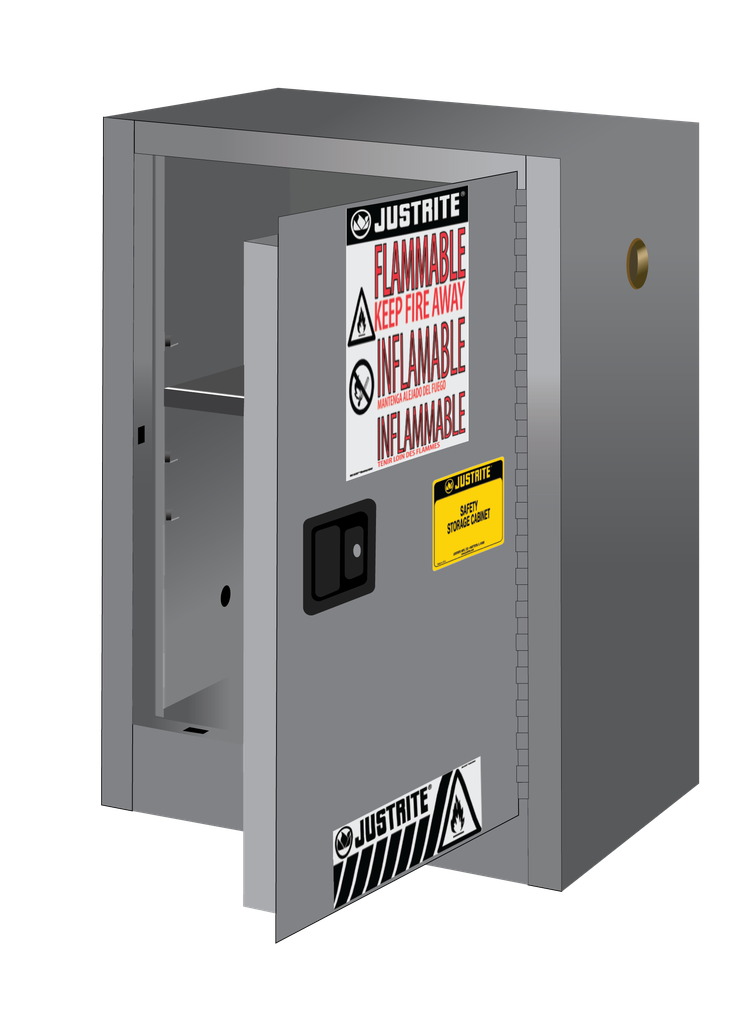 12 Gallon, 1 Shelf, 1 Door, Manual Close, Flammable Cabinet, Sure-Grip® EX Compac, Gray - 891203