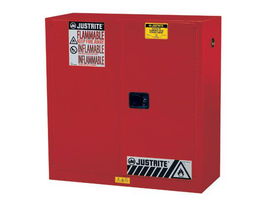 30 Gallon, 1 Shelf, 2 Doors, Manual Close, Flammable Cabinet, Sure-Grip® EX, Red - 893001