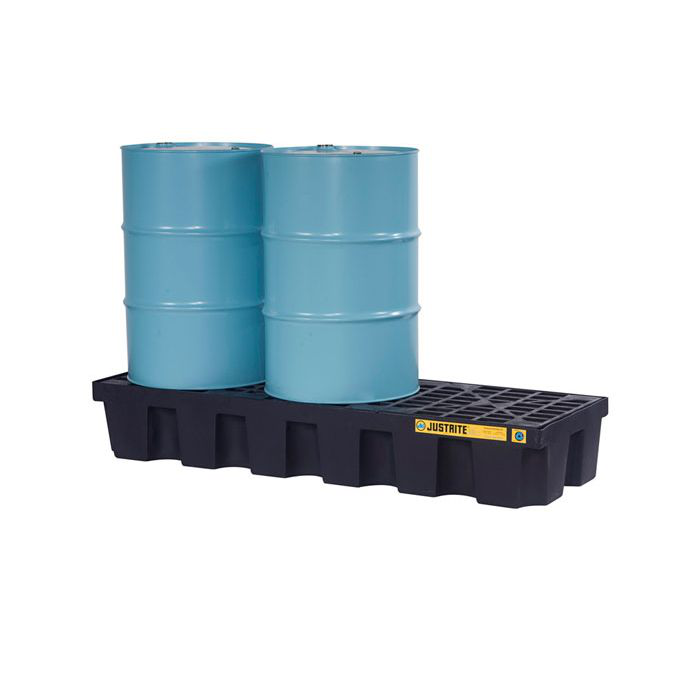 3 Drum Plastic Pallet, In-line, without Drain, EcoPolyBlend™, Black - 28627