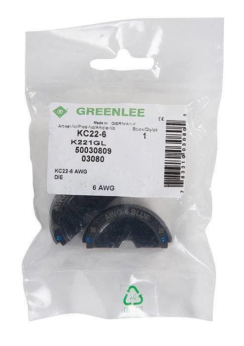 GREENLEE Die, 6 AWG (KC22)