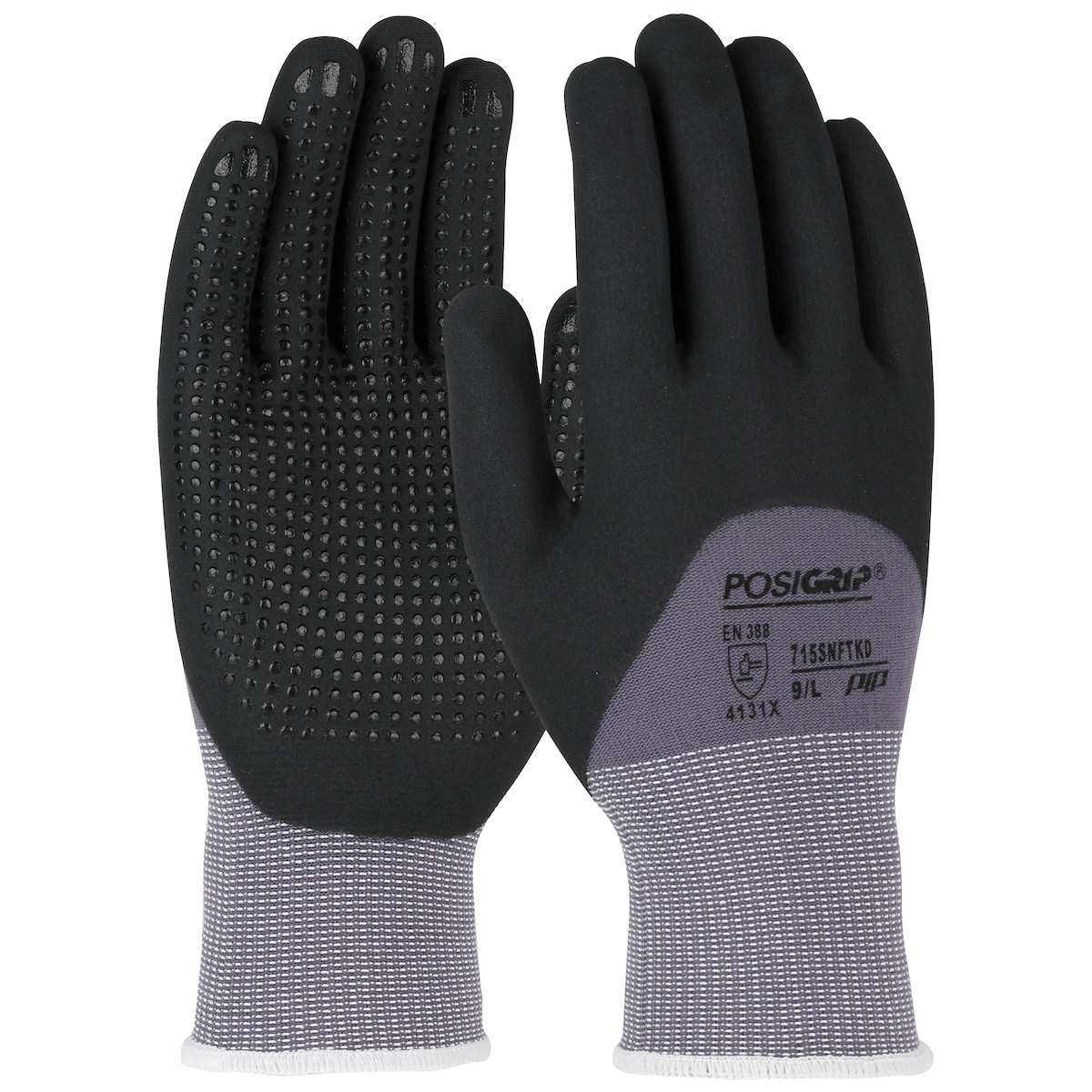 PosiGrip® 715SNFTKD  SeamlessGlove Coated, Size M, Gray