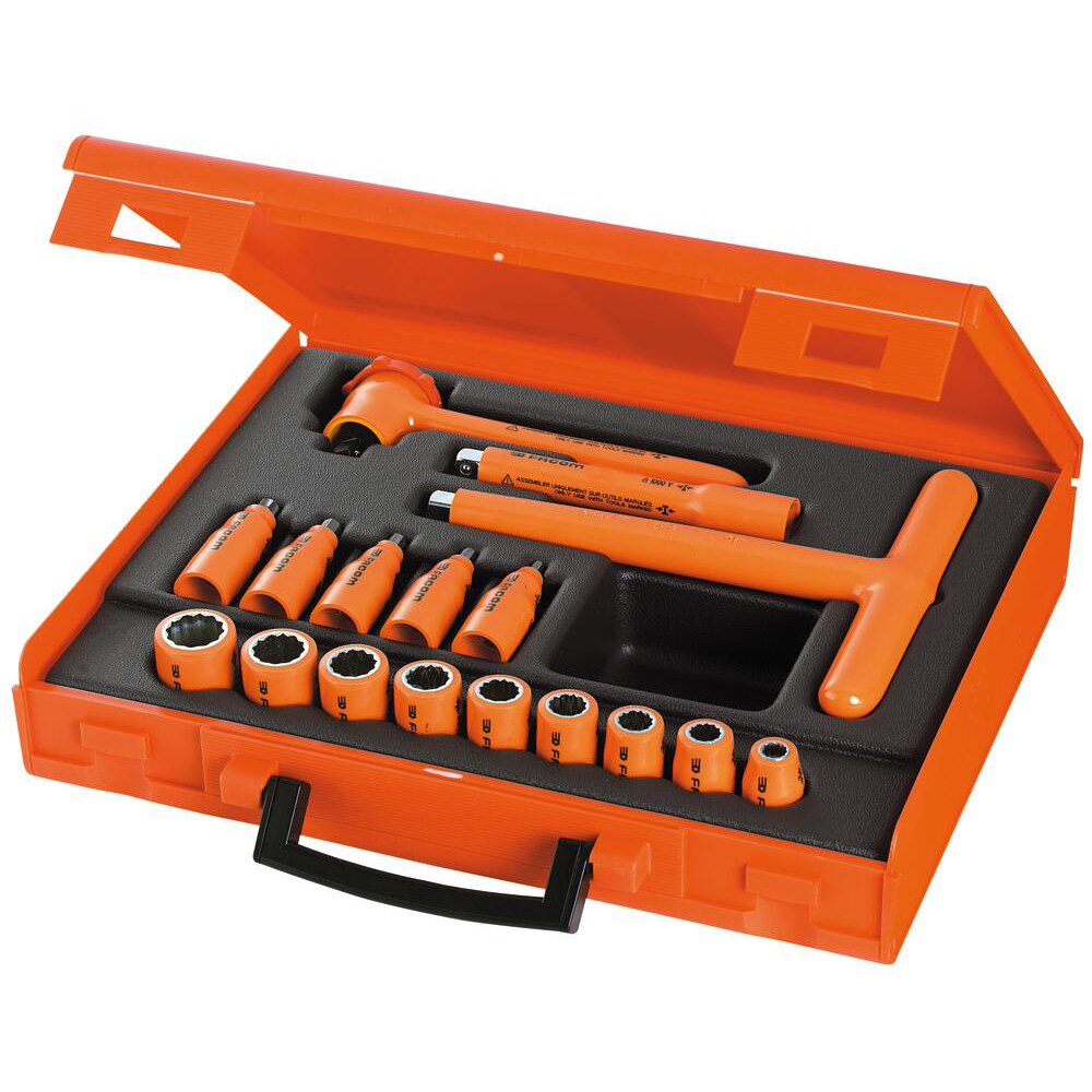 FACOM 3/8" Drive 17 Piece Insulated Socket Set - 12 Point