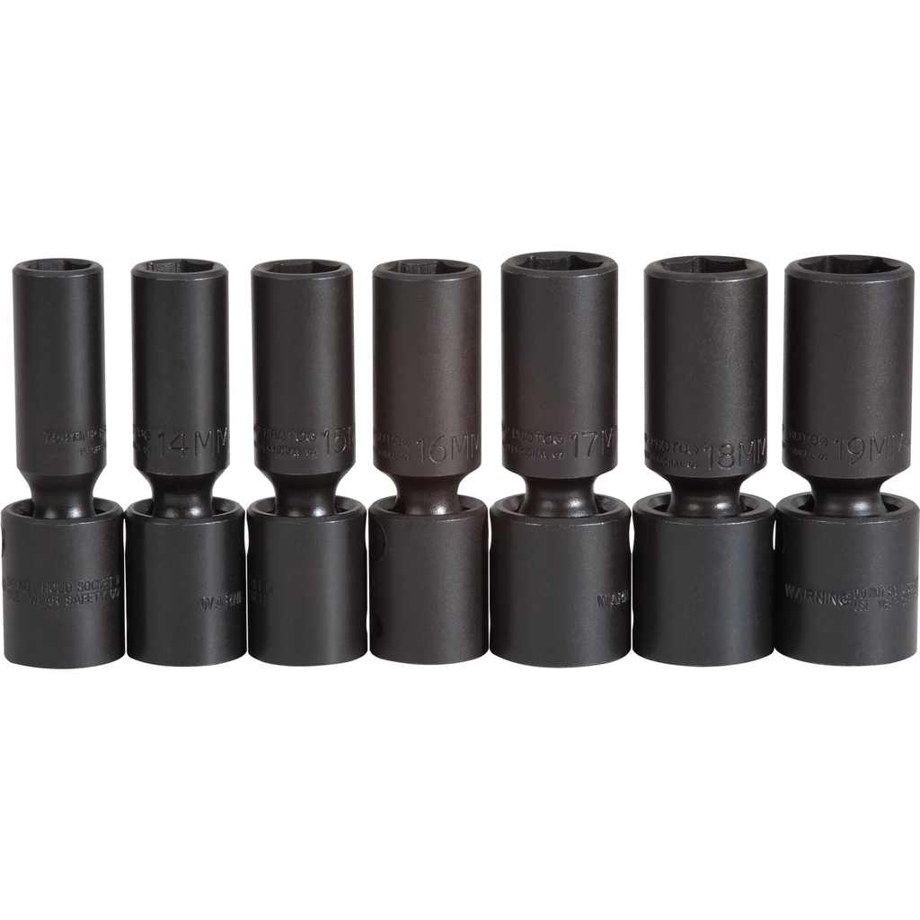 Proto® 1/2" Drive 7 Piece Deep Metric Universal Impact Socket Set - 6 Point