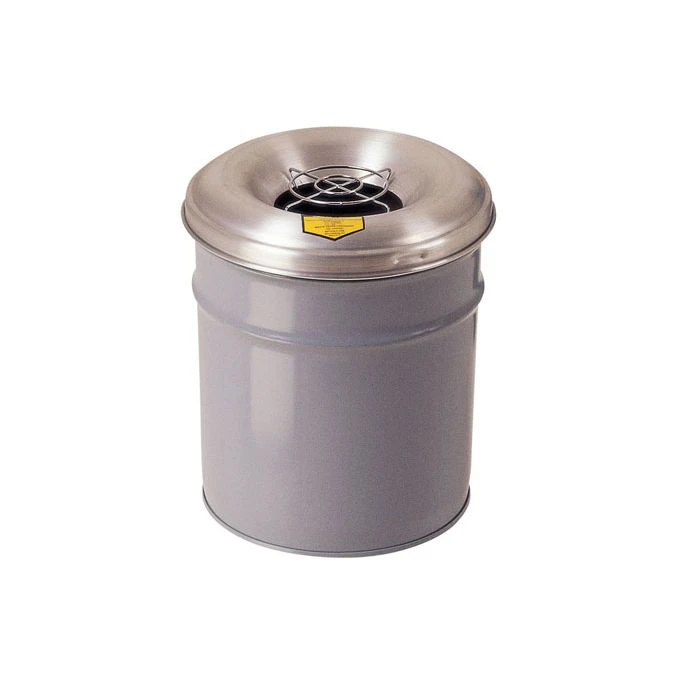 4.5 Gallon, Cease-Fire® Waste Receptacle for Cigarette Disposal, Aluminum Head With Grill Guard, Gray - 26624G