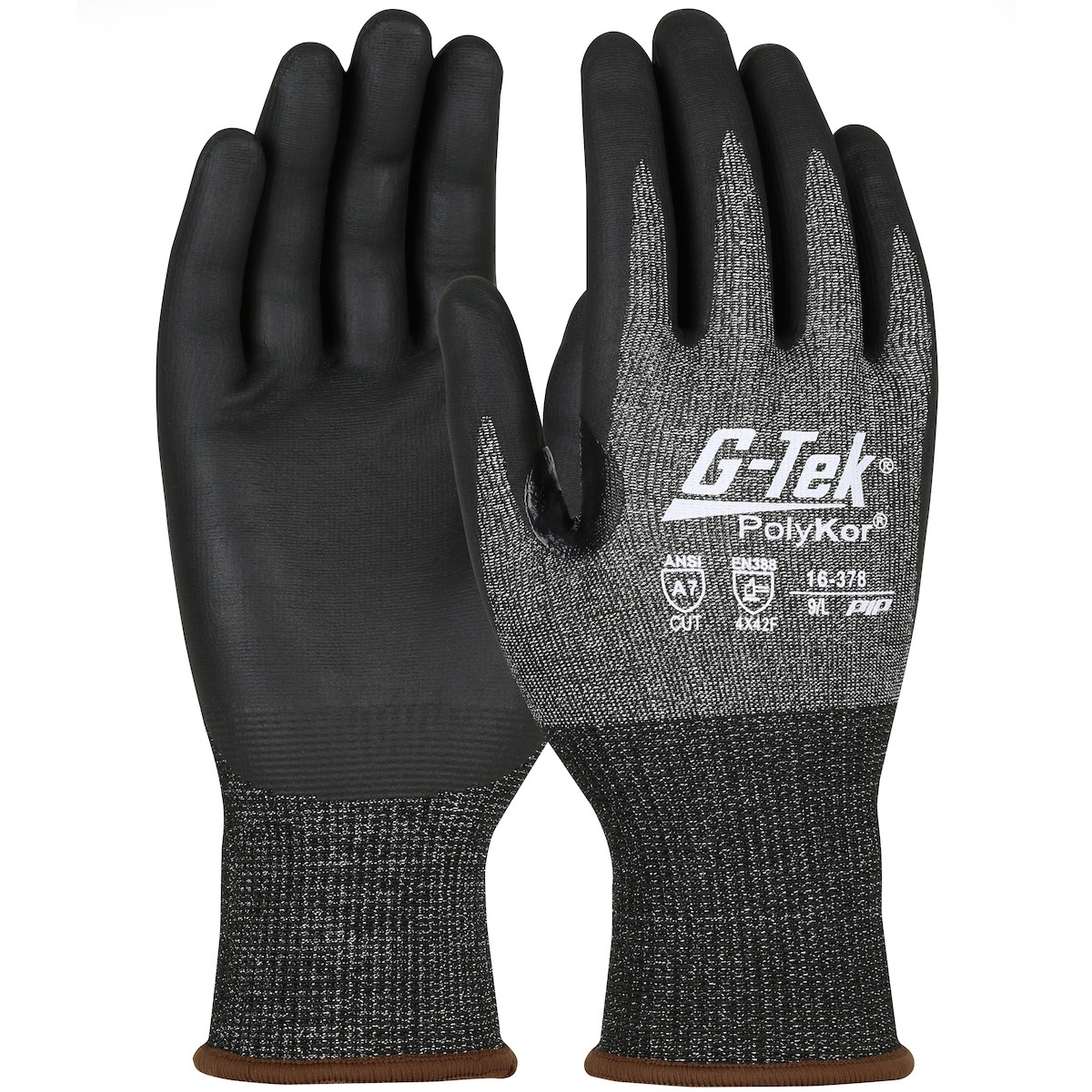 G-Tek® PolyKor® X7™ 16-378  Cut Resistant Gloves, Size L, Black, ANSI A7