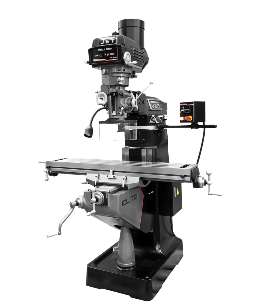 ETM-949 Mill with 2-Axis ACU-RITE 303 DRO and X, Y-Axis JET Powerfeeds and USA Made Air Draw Bar
