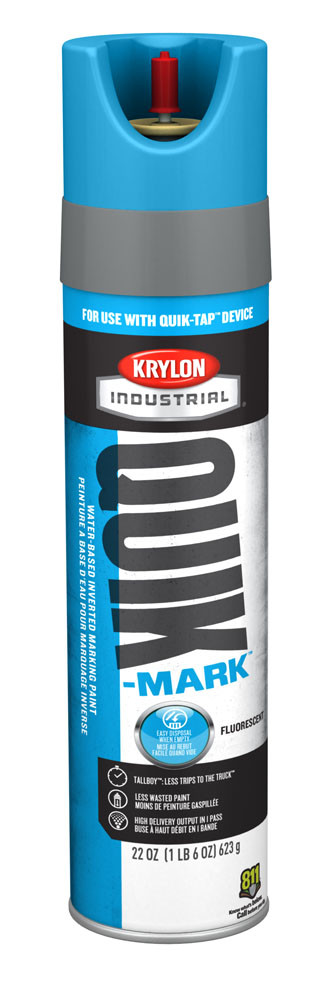 Krylon® Industrial Quik-Tap TallBoy WaterBased Fluorescent Marking Paint Fluorescent Blue 22 oz. 12/CS