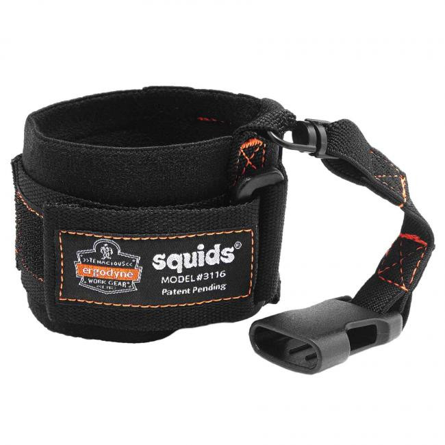 Ergodyne squids Pull-On Wrist Lanyard with Buckle-3lbs Black