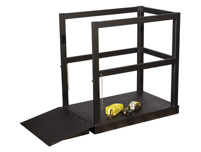 End Loaded Gas Cylinder Pallet, 6 Cylinder Capacity, with Ramp, Steel - 35212