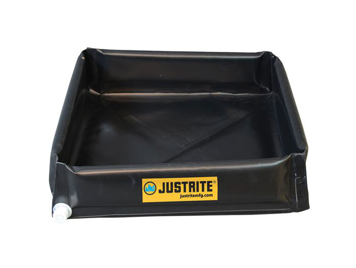 5' x 6' x 6", 110 Gallon Spill Capacity, Mini Berm Flex Tray with 1" Drain, Black - 28448