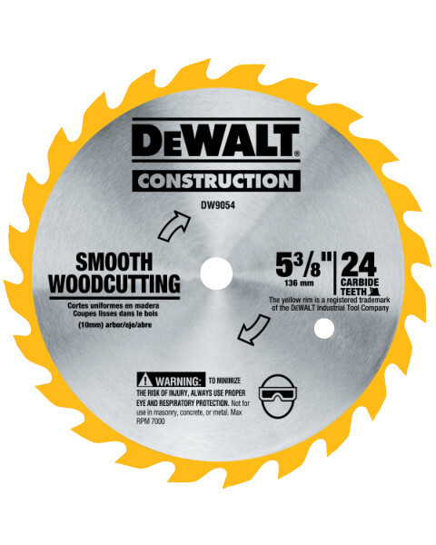 DEWALT 5-3/8-Inch 24 Tooth Atb General Purpose Saw Blade, Yellow