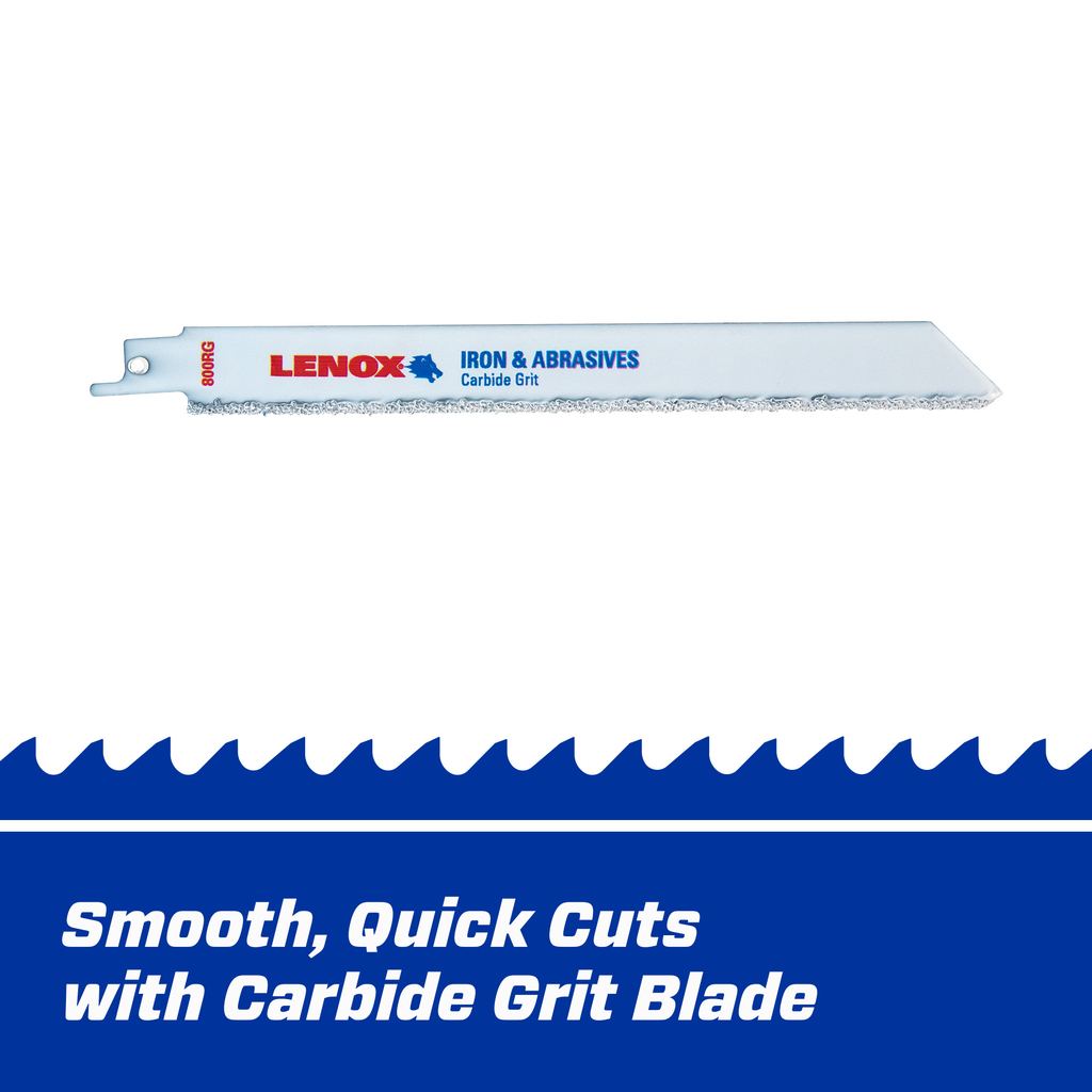 LENOX 20576-800Rg 8" Medium Carbide Grit Tile, CLay & Pipe Cutting Reciprocating Saw Blade - 2 Pack