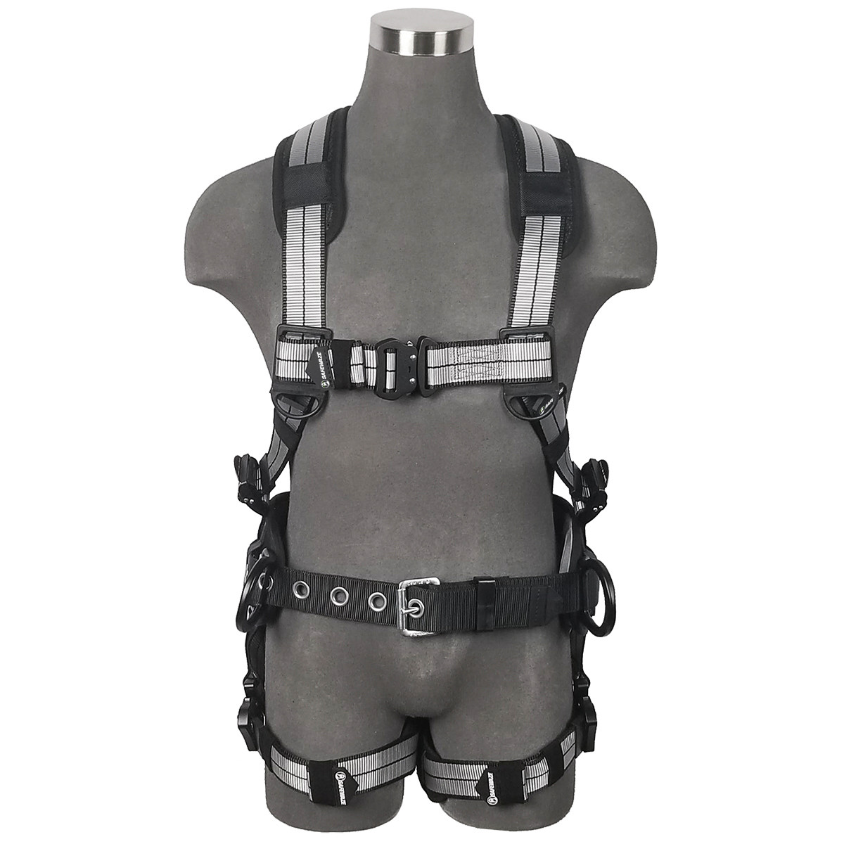 SAFEWAZE PRO+ Slate Construction Harness: Alu 3D, Alu QC Chest/Legs (XL)