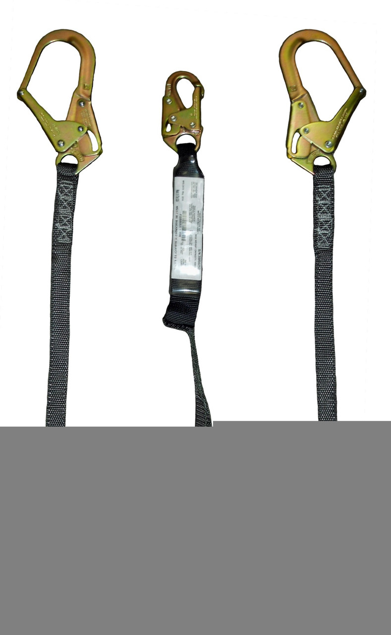 SafeWaze Heavyweight 6' Energy Absorbing Lanyard: Dual Leg, Rebar Hooks