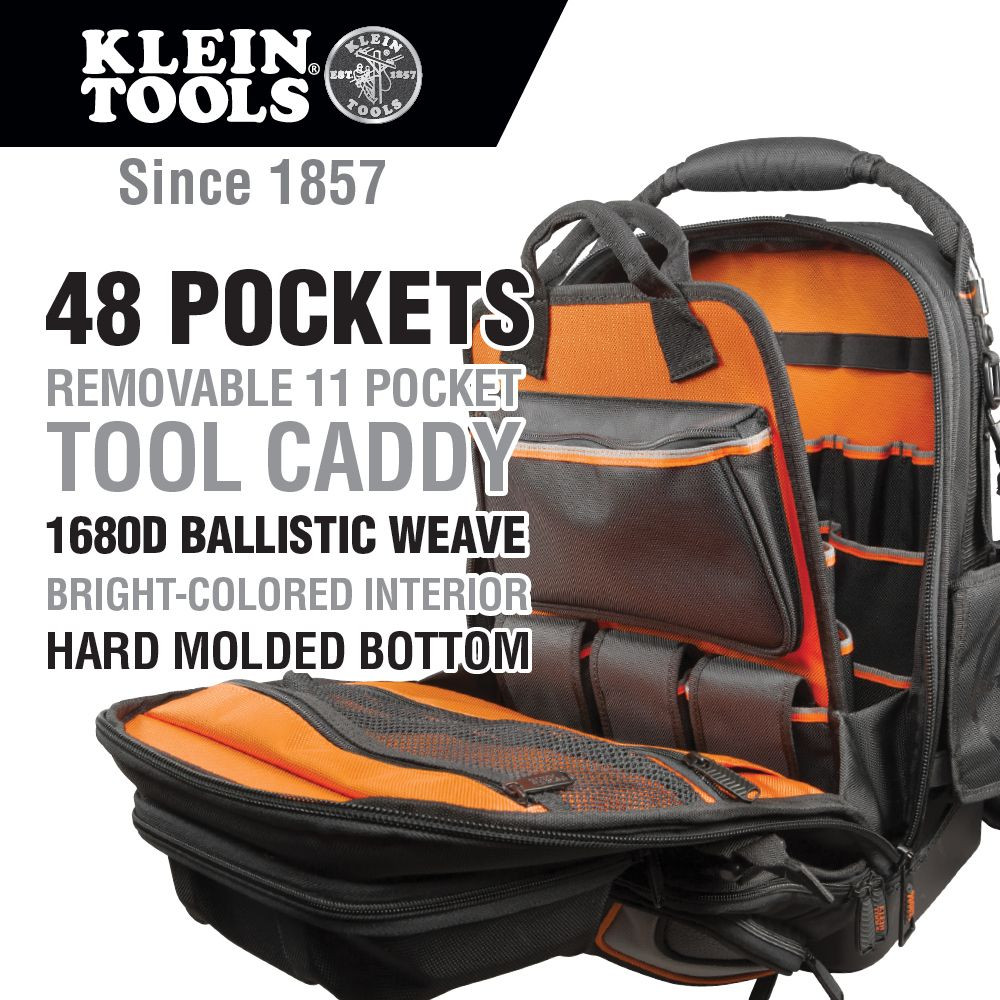 Klein Tradesman Pro™ Tool Master Tool Bag Backpack, 48 Pockets, 19.5-Inch