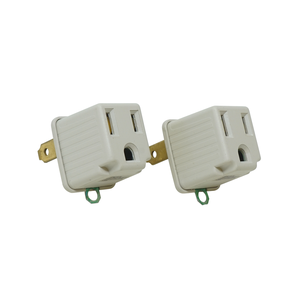 Woods ADAPTER, 3 TO 2 GROUNDING GRAY 2PK CARD 12/BX