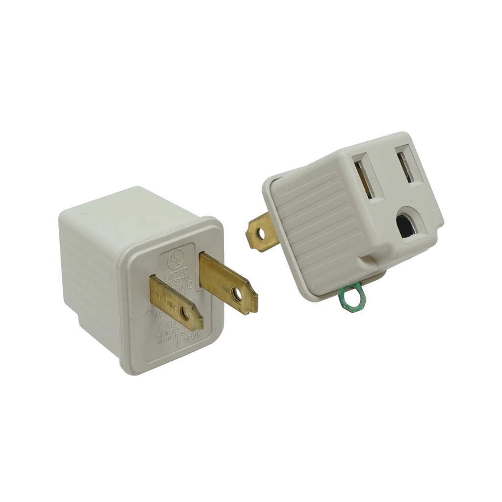 Woods ADAPTER, 3 TO 2 GROUNDING GRAY 2PK CARD 12/BX