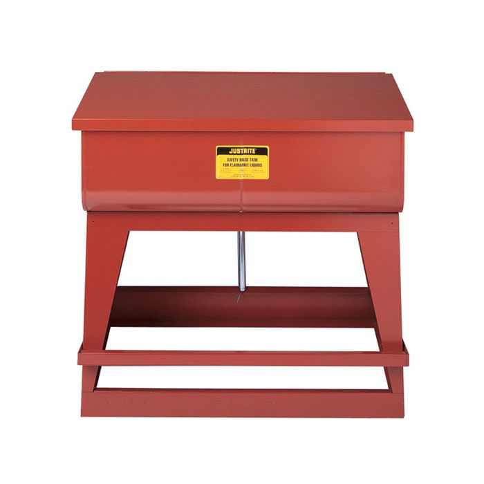 22 Gallon Rinse Tank, Floor-Standing, Foot-Operated Self-Close Cover, Drain Plug, Steel, Red - 27220