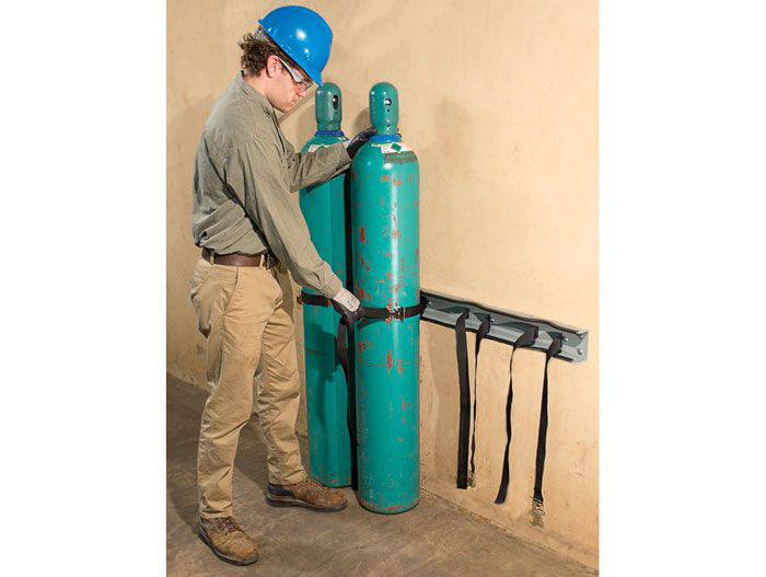 Steel Gas Cylinder Support Bracket, Four 12" Cylinder Capacity, Wall Mount - 35276