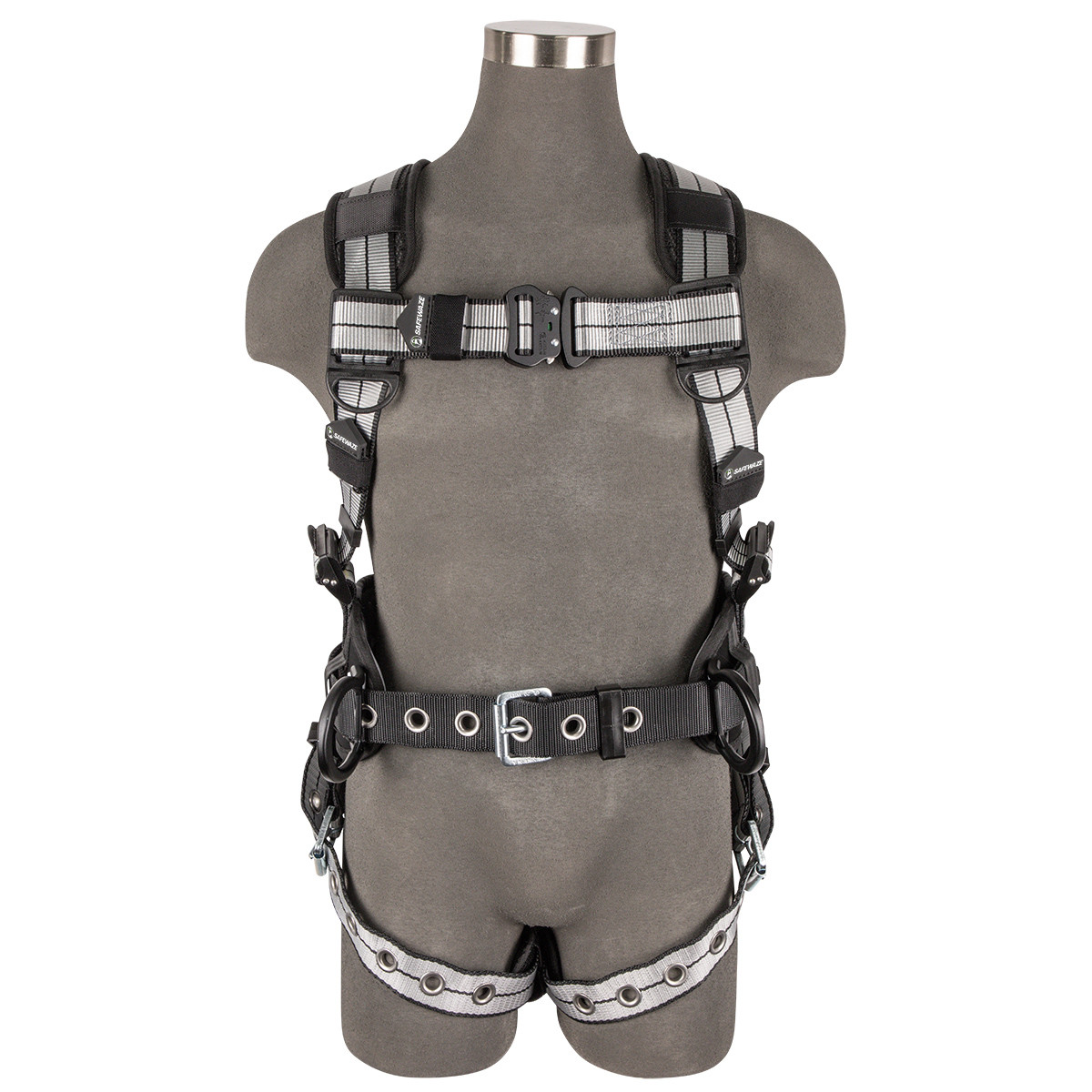 SAFEWAZE PRO+ Slate Construction Harness: Alu 3D, Alu QC Chest, TB Legs (3X)