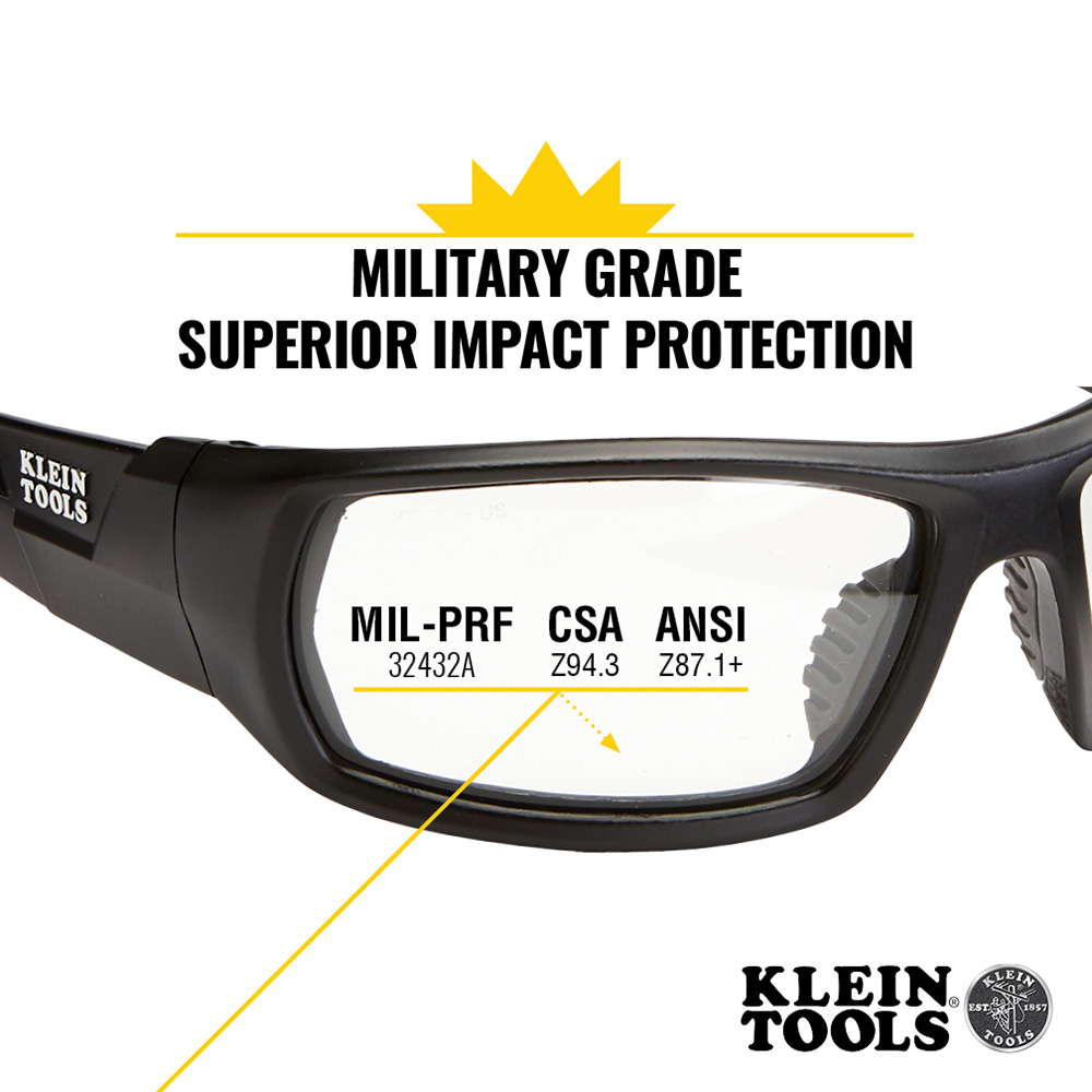Klein Professional Safety Glasses, Full Frame, Clear Lens
