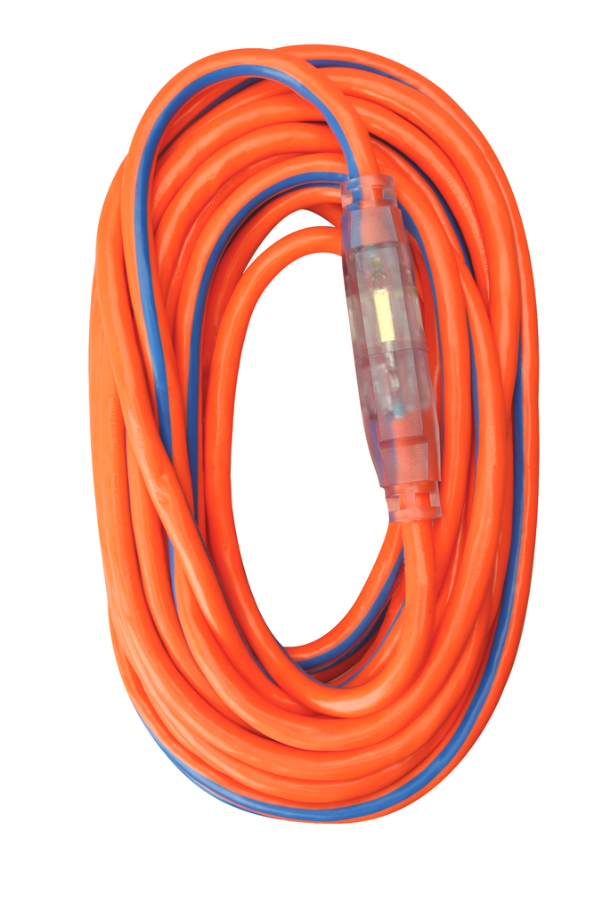 Southwire 50ft 12/3 SJTW Stripes & Cool Colors® Outdoor Extension Cord (Orange/Blue) 8/BX