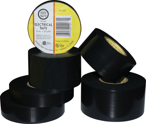 Electro-Tape 1" (25 mm) x 36 yd Solid Color PVC Marking Tape - Black 48/CS