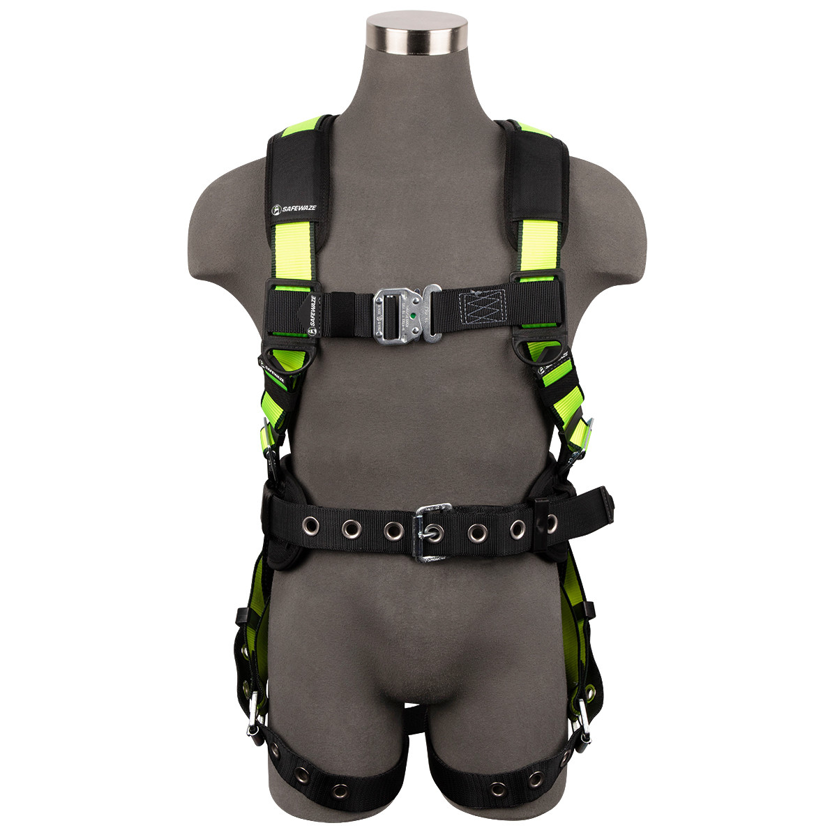 SafeWaze PRO Construction Harness: 1D, QC Chest, TB Legs, Fixed Waist Pad  (XL)
