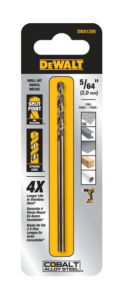 DEWALT 5/64" Pilot Point Industrial Cobalt Alloy Steel Drill Bit