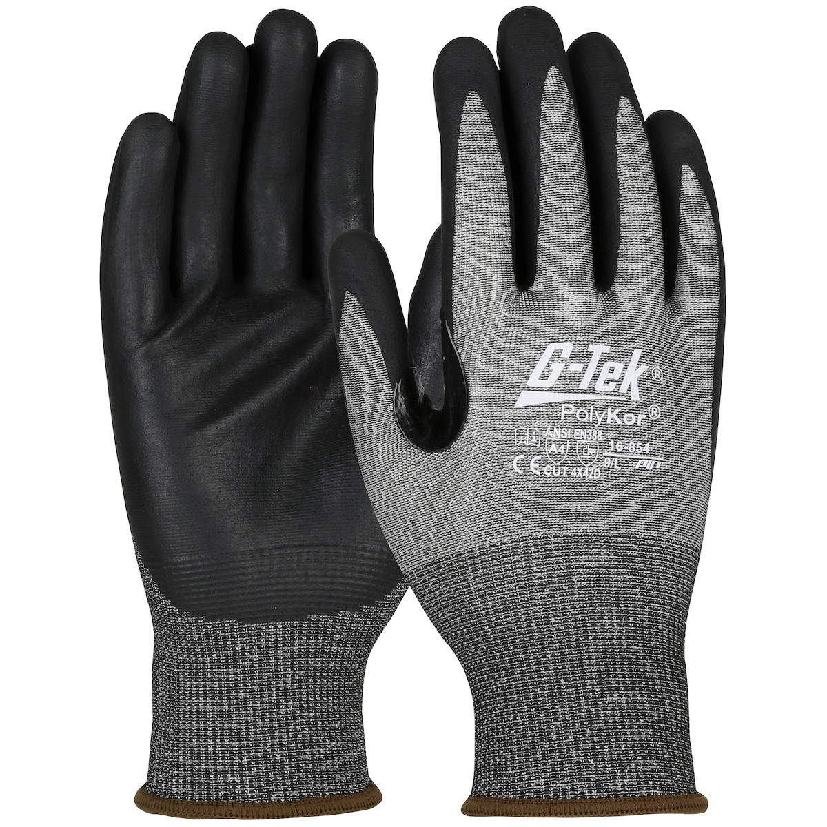 G-Tek® PolyKor® 16-854  Cut Resistant Gloves, Size XS, Salt & Pepper, ANSI A4