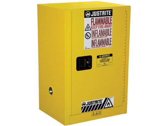 12 Gallon, 1 Shelf, 1 Door, Manual Close, Flammable Cabinet, Sure-Grip® EX Compac, Yellow - 891200