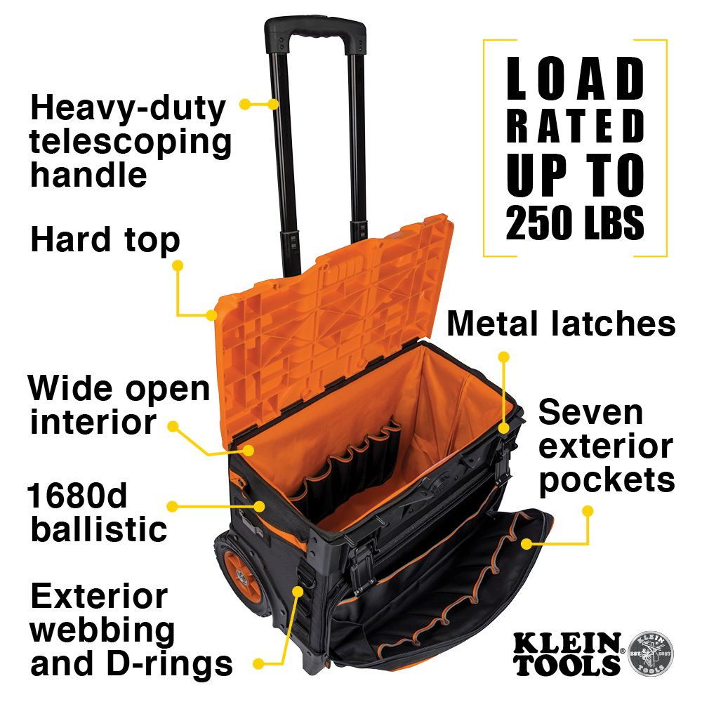 Klein Tradesman Pro™ Tool Master Rolling Tool Bag, 19 Pockets, 22-Inch
