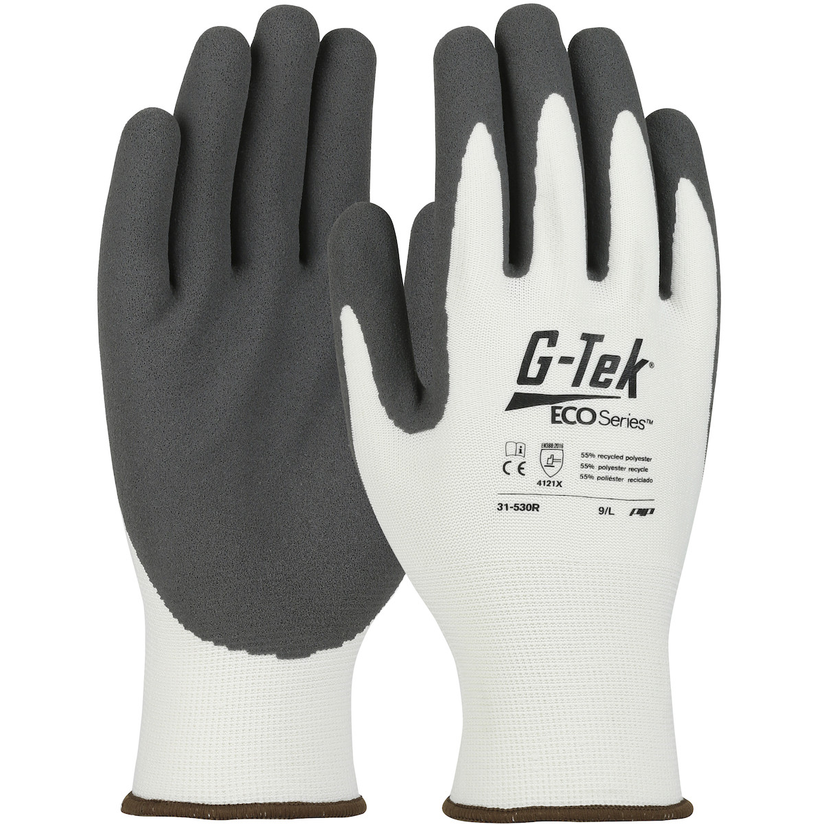 G-Tek® ECO Series™ 31-530R  SeamlessGlove Coated, Size L, White