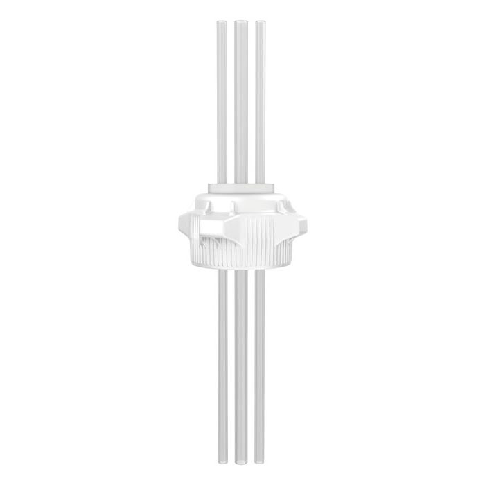 83mm Carboy Cap With Two 1/4" and One 3/8" OD Tubes, 27" Length, Open Top - 12896