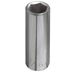 Klein 7/16" Deep 6-Point Socket, 1/4" Drive