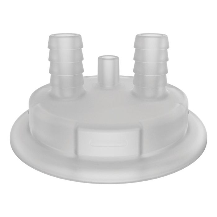 83mm Adapter for Carboy Cap, Two 1/2" Molded-in Hose Barbs and Vent - 12876