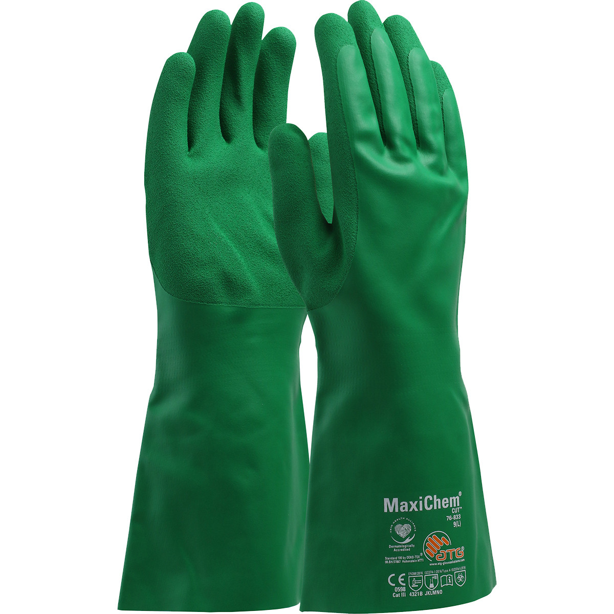 MaxiChem® Cut™ 76-833  Chemical Resistant, Size S, Green