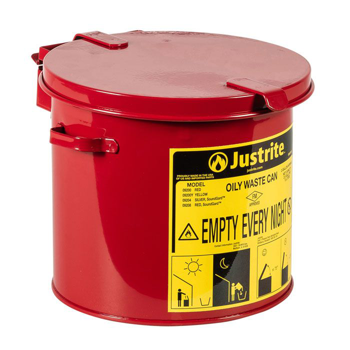 2 Gallon, Countertop Oily Waste Can for Small Wipes and Swabs, Red - 09200