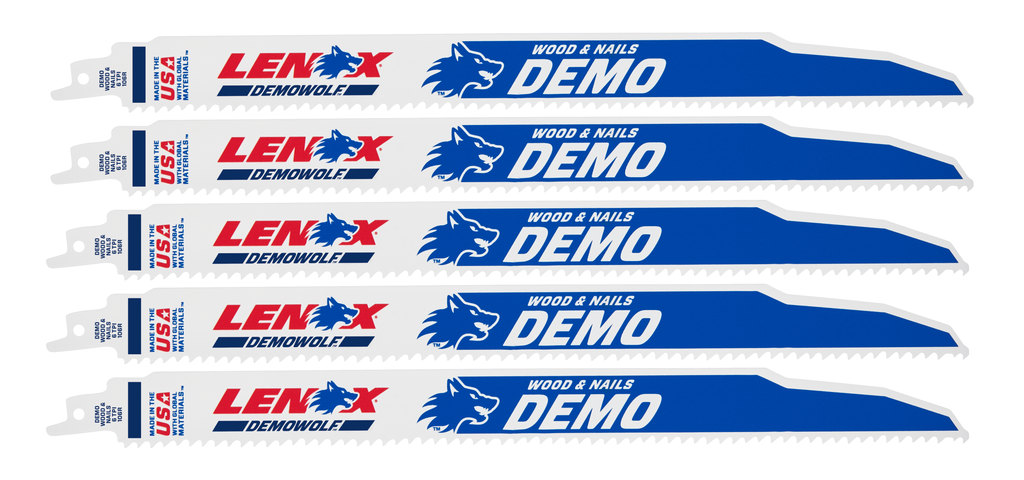 LENOX Demolition Reciprocating Saw Blade With Power Blast Technology, Bi-Metal, 12-Inch, 6 TPi, 5/Pk