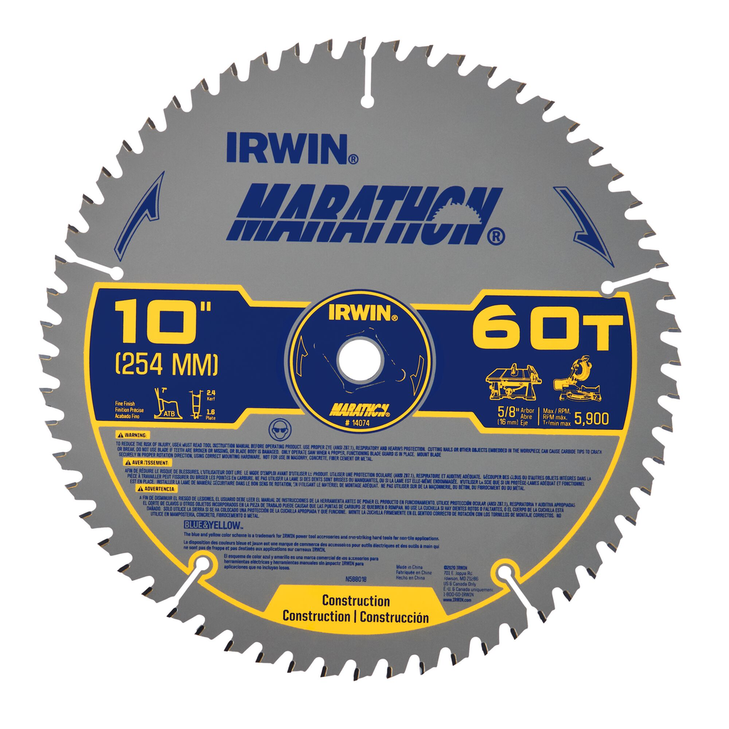 IRWIN SAW BLD 10" 60T MARATHON CD
