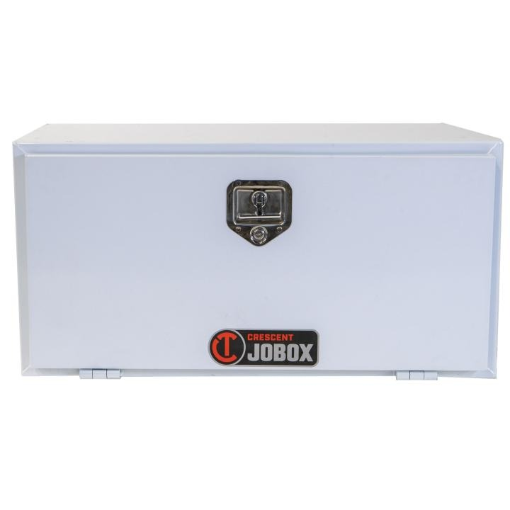 JOBOX 24" Long White Steel Underbed Truck Box with Rain Gutter - 18" x 18"