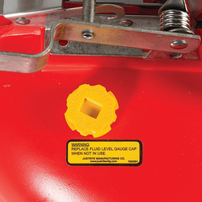 2 Gallon, Polyethylene Safety Can for Liquid Disposal, Built-In Fill Gauge, Red - 14265