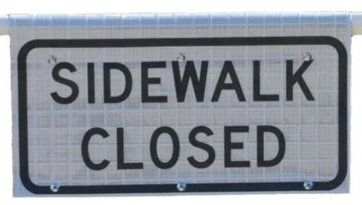 24" x 12" SuperBright Vinyl Cone Bar Roll-up Signs - Sidewalk Closed (White)