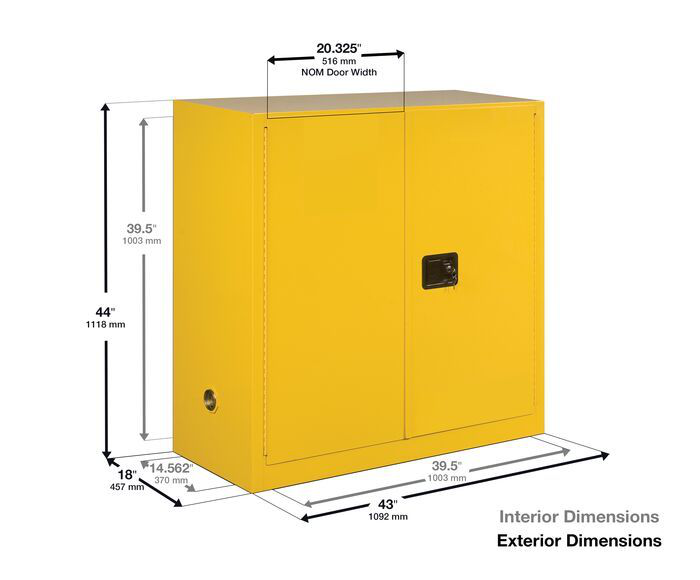 30 Gallon, 1 Shelf, 1 Bi-Fold Self-Close Door, Corrosives/Acid Steel Safety Cabinet, Sure-Grip® EX, Blue - 893082